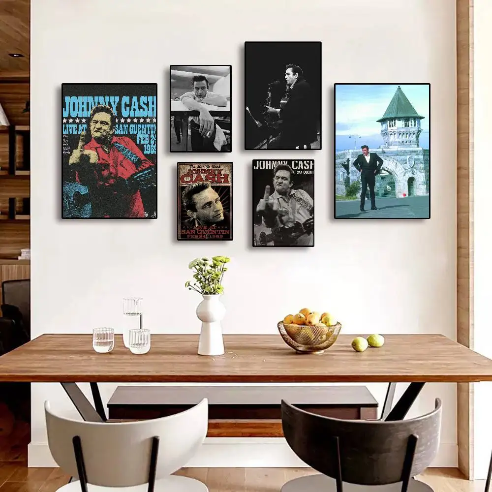 Johnny C-Cash AT San Quentin Papierdruck für Zuhause, Wohnzimmer, Schlafzimmer, Eingang, Bar, Café, Kunst, Malerei, Dekoration