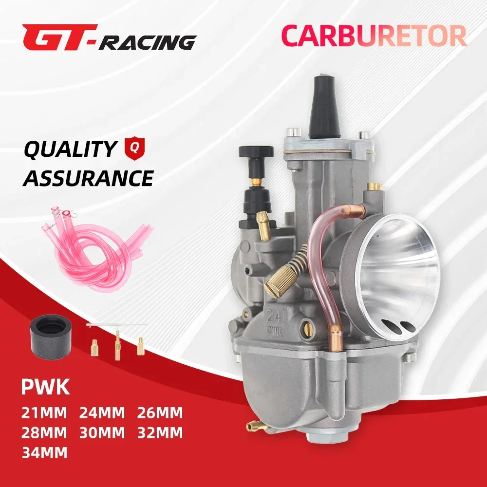 GT RACING Universal PWK 21 24 26 28 30 32 34mm PWK Motorcycle Carburetor Power Injection, for Racing Mikuni Koso ATV Yamaha