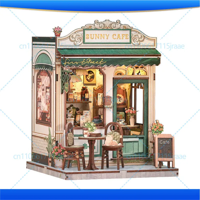 

Clear Sky Coffee Creative Wooden 3D Three-dimensional Handmade Assembling Bookstand Miniature Ornament