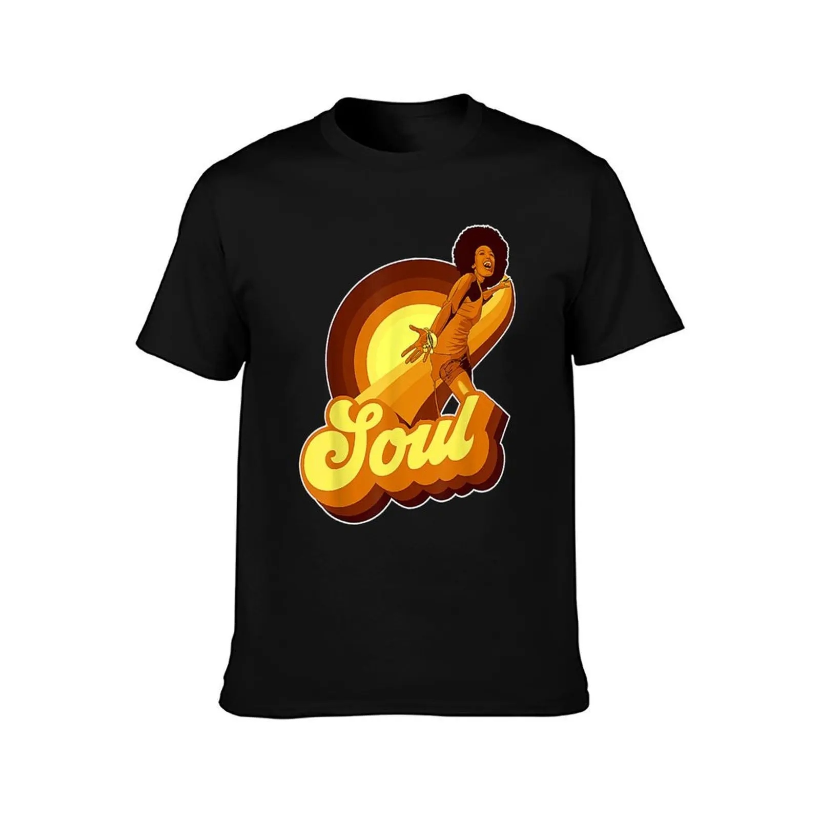 70s Funk Afro Soul Retro Vintage T-Shirt Simple Casual Short Sleeve Cotton T-Shirt