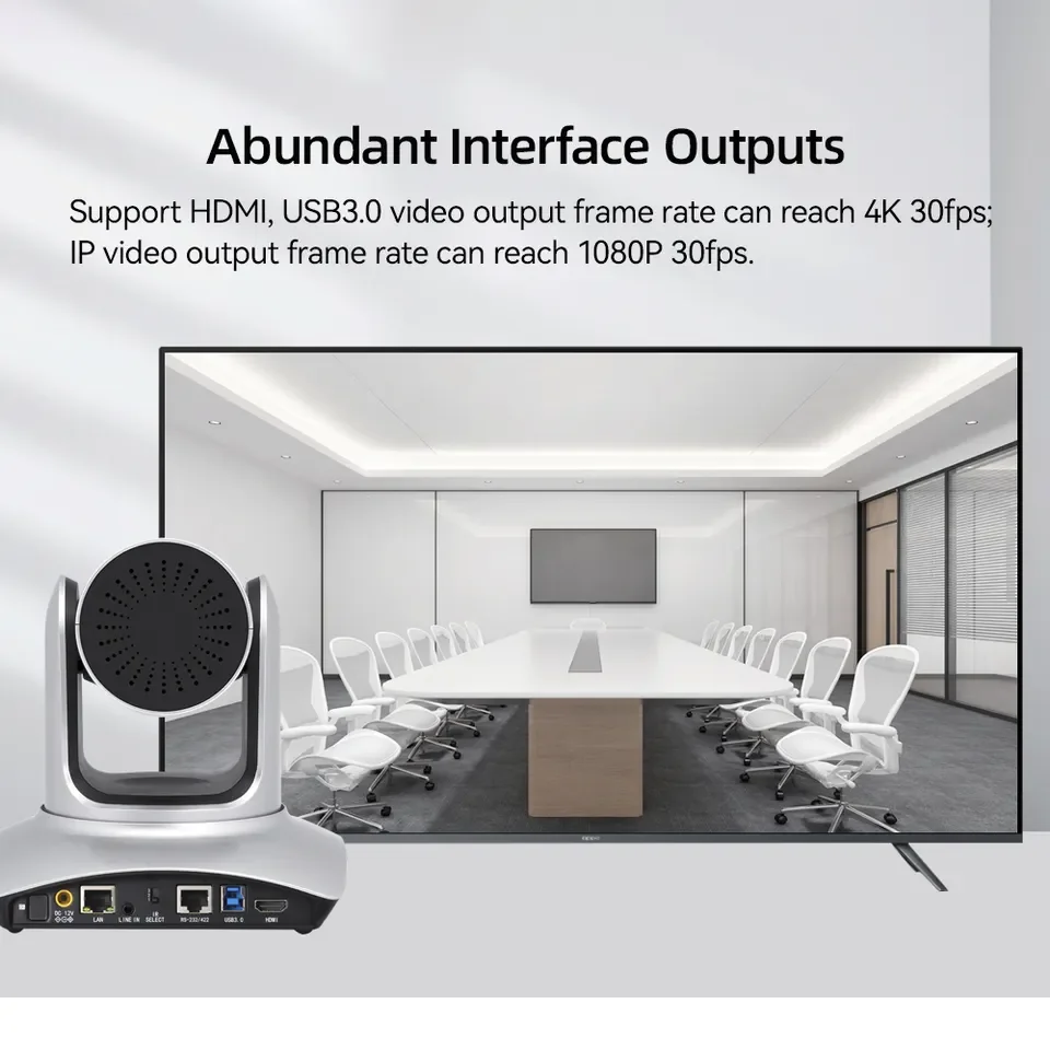 كاميرا مؤتمرات فيديو 4K30fps 12 20X زووم بصري AI كاميرا Ptz للتتبع التلقائي مع مخرجات USB3.0 HDMI LAN تعمل مع التكبير، OBS