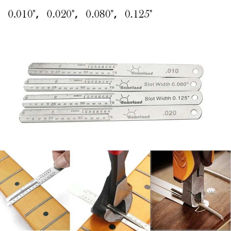 Guitar Fretboard Protector Fret Puller Stainless Steel Nut Luthier Repair Tools Replacement 0.010/0.020/0.080/0.125 Inch 