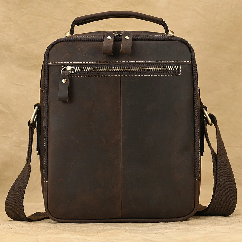 Newsbirds Leather Shoulder Bag Vintage Style Crossbody Books School Of Men Male Daily Messenger Crazy Horse Skin