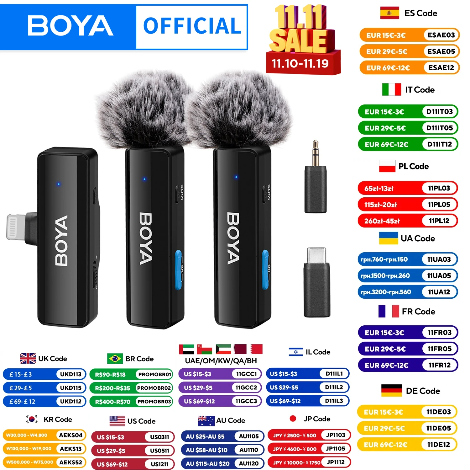 

BOYA BOYALINK A Wireless Lavalier Microphone for iPhone iPad Android Phones Type C DSLR Camera Youtube Live Streaming Recording