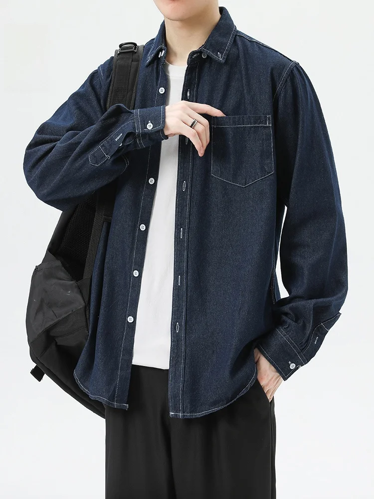 

Casual Cotton Polyester Blend Long Sve Denim irt for Men And Women Spring New Sle Couple's irt Loose Fit Classic Color