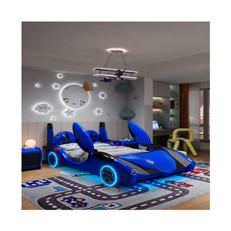 Modern Bedroom Furniture Wooden Frame Kids Car Bed Children Double Car Bed Kid Racing Car Bed