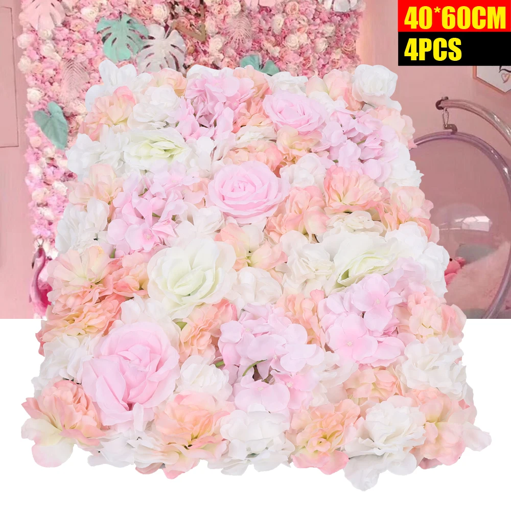 4 pcs Artificial Silk Flower Wall Panel Wedding Photography Venue