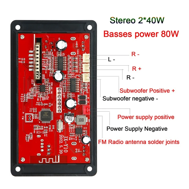 Усилитель 80 Вт + 2X40 Вт Bluetooth 5,0 MP3-декодер плата 12 В Bluetooth 5,0 Hi-Fi FM USB AUX для музыкального сабвуфера динамик