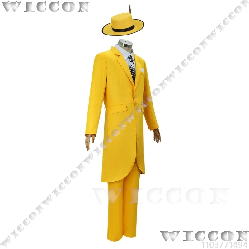 Jim Carry-Costume de Cosplay de Film, Masque Vert, Robe Jaune, Uniforme pour Adulte, ixd'Halloween, Personnalisé