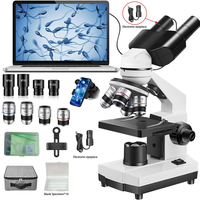 40X-5000X Binocular Microscope Professional, Dual LED Light with USB Camera & Phone Mount, Slides Accessories Kit for Laboratory
