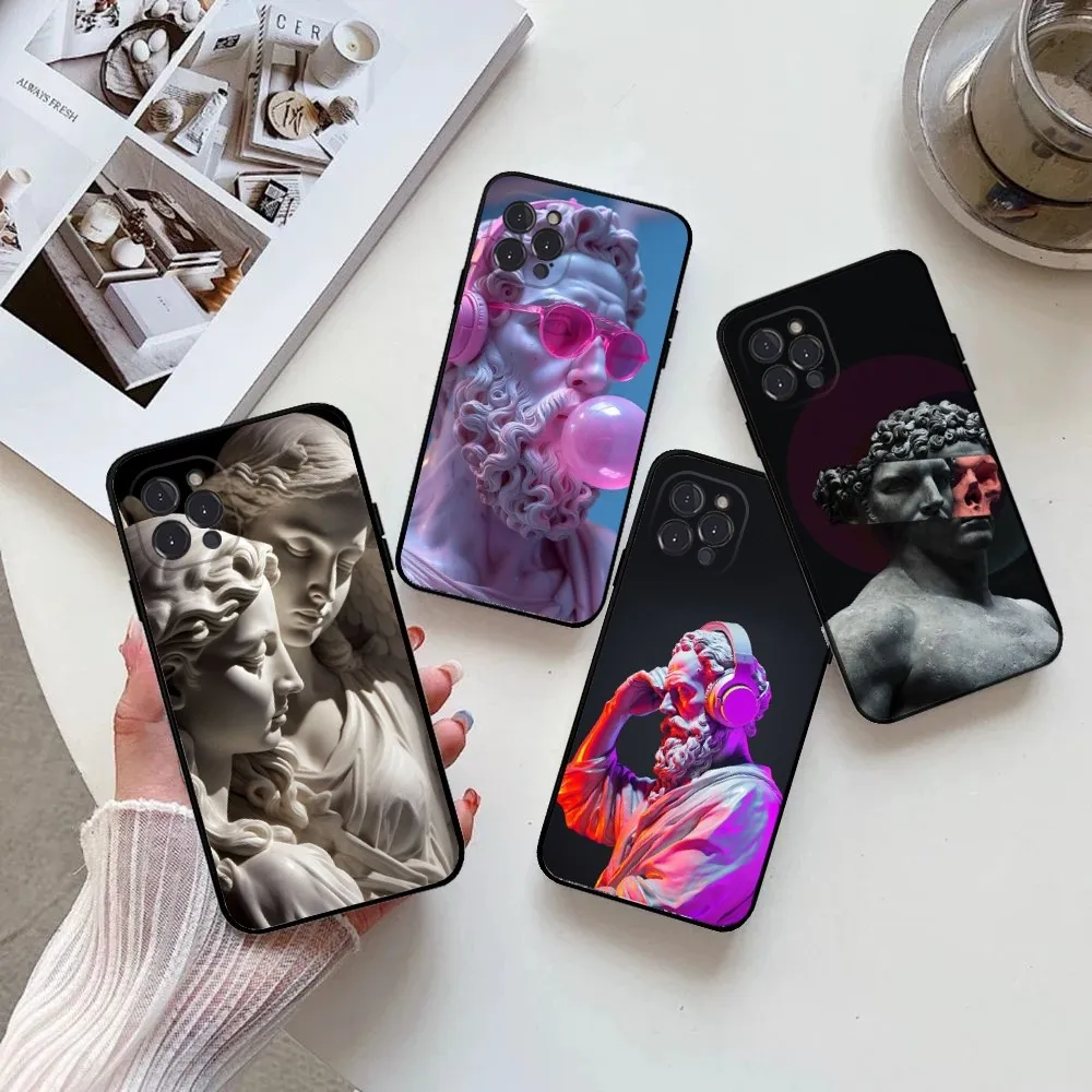 

Statue Phone Case for IPhone 15,14,13,12,11 Pro Max Mini 8,7 Plus SE2 X XR XS MAX Silcone Soft Covers