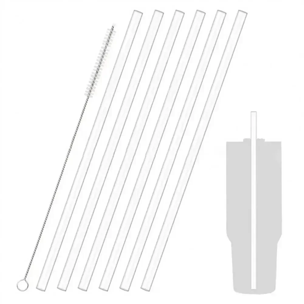 2pcs/set Replacement Straw Compatible for Stanley 20 Oz 30 Oz 40 Oz Cup Tumbler, Reusable Straws with Cleaning Brush