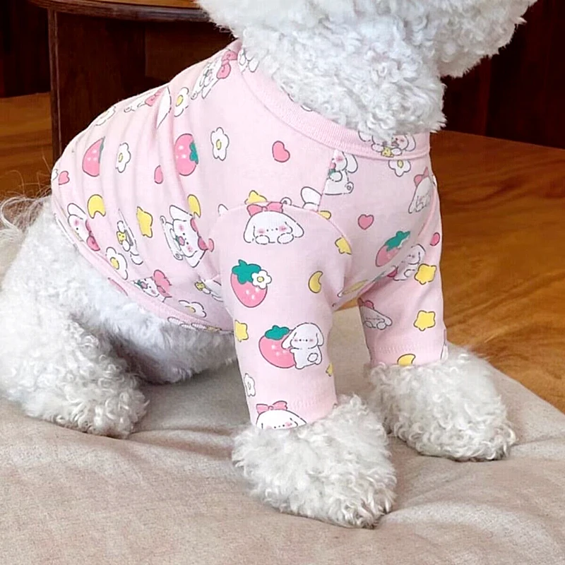 Autumn Pet T-shirt Yorkshire Warm Bottom Shirt Poodle Cartoon Two Legs Clothes Teddy Soft Vest Cute Dog Clothes