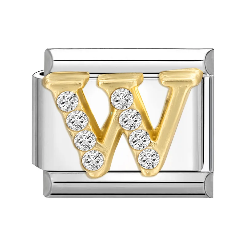 1 Stück 304 Edelstahl Italienische Charm-Anhänger 26 Englische Buchstaben Passend für 9mm DIY Armband Schmuckherstellung 10mm x 9mm Personalisiert – Detail 11