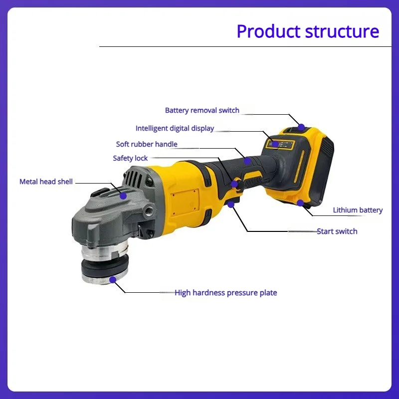 

2026 New Industrial-Grade Brushless Angle Grinder Lithium Battery Grinding Machine Cutting Polishing And Rust Removal