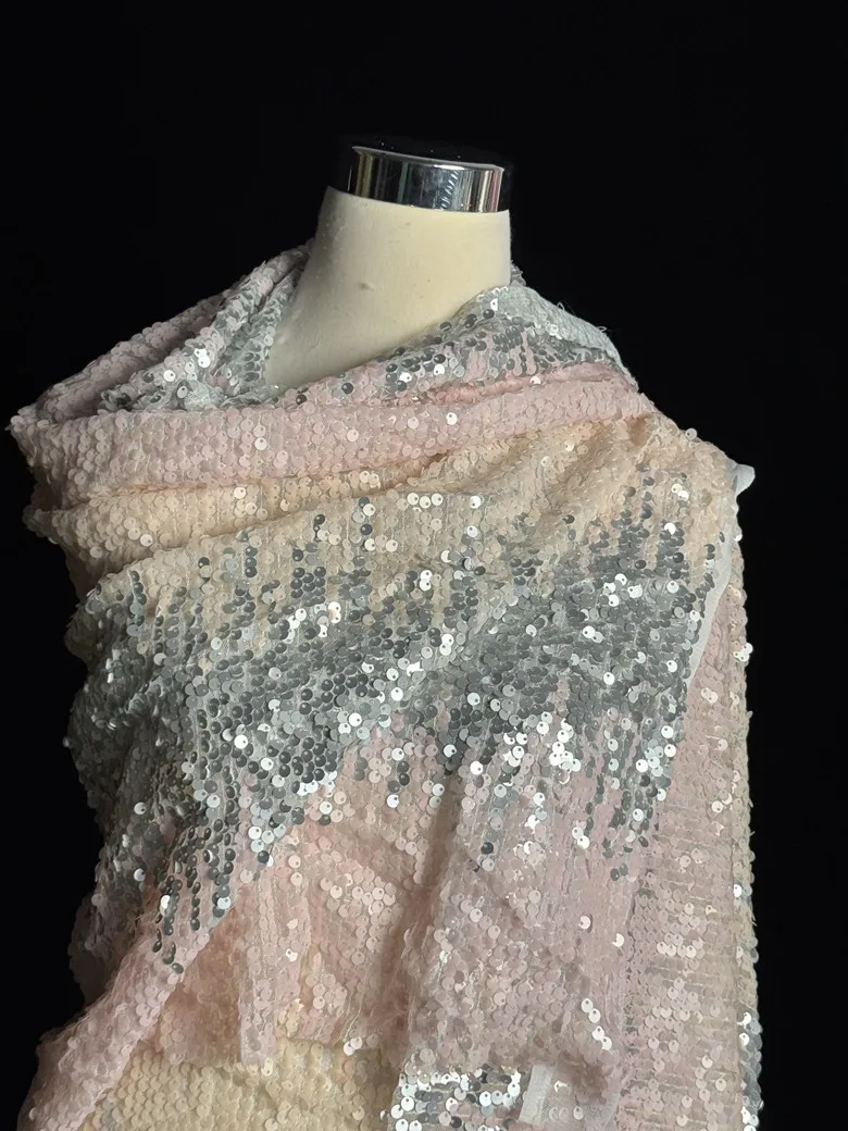 

1 ярд DIY свадебное платье съемка фон дизайнерские ткани для одежды, вязаная эластичная ткань с градиентной вышивкой и блестками