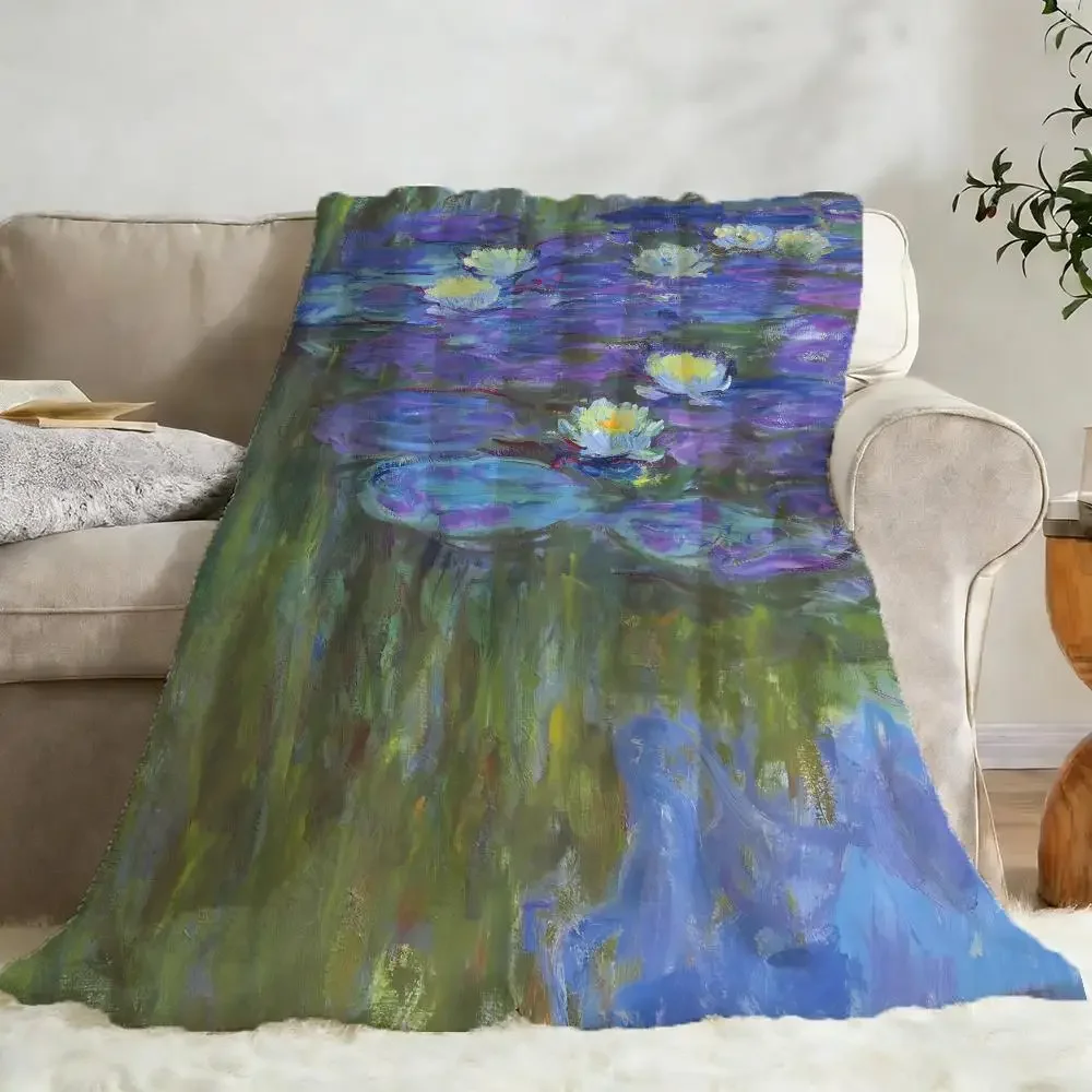 C-Claude M-Monet The S-Stroll La Promenade Throw Flannel Fluffy Soft Blanket Warm Skin-Friendly Throw For Sofa Office Nap Winter