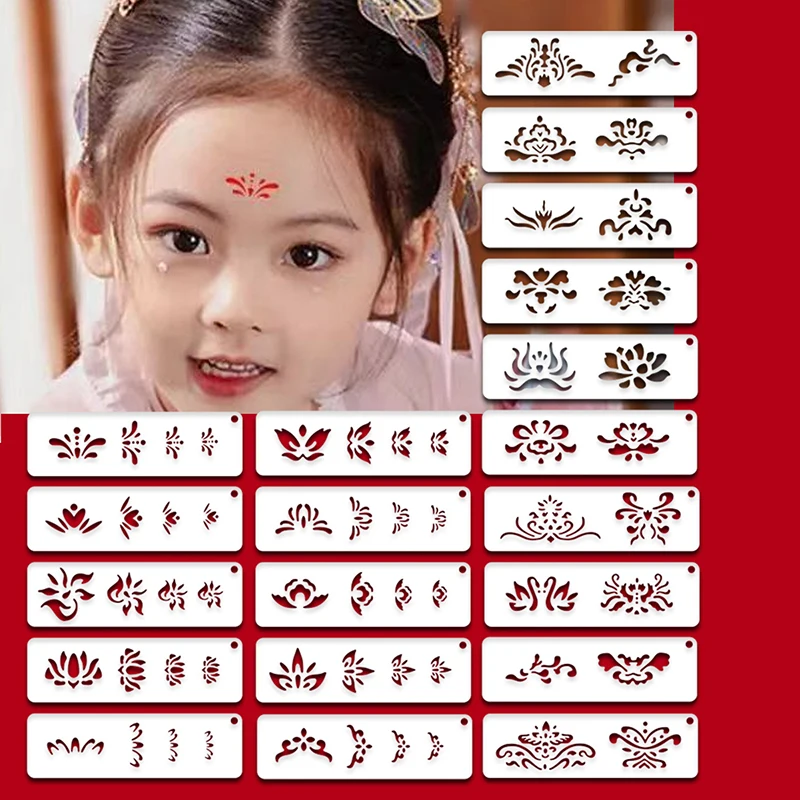 Makeup Template Women Kids DIY Supplies Hollow Flowers Temporary Tattoo Stencil For Drawing Molds Face 15*4.5cm