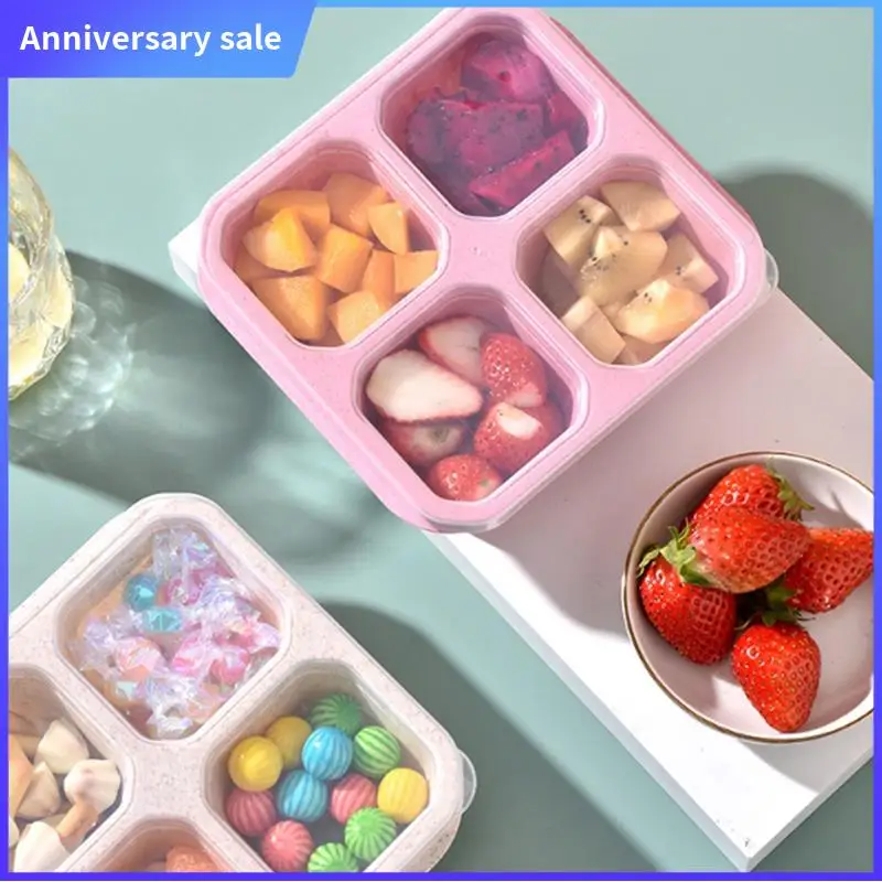 

A75P-Snack Containers Reusable 4 Divided Compartments Bento Snack Box Meal Prep Containers With Snacks, Fruits, Nuts, Candies Du
