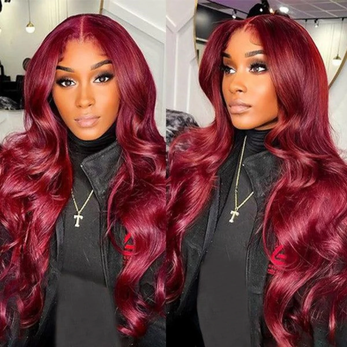 13x6 99j Burgundy Body wave Lace Front Human Hair 13x4 HD Transparent Lace Frontal Wig 200 Density  Brazilian Hair For Women