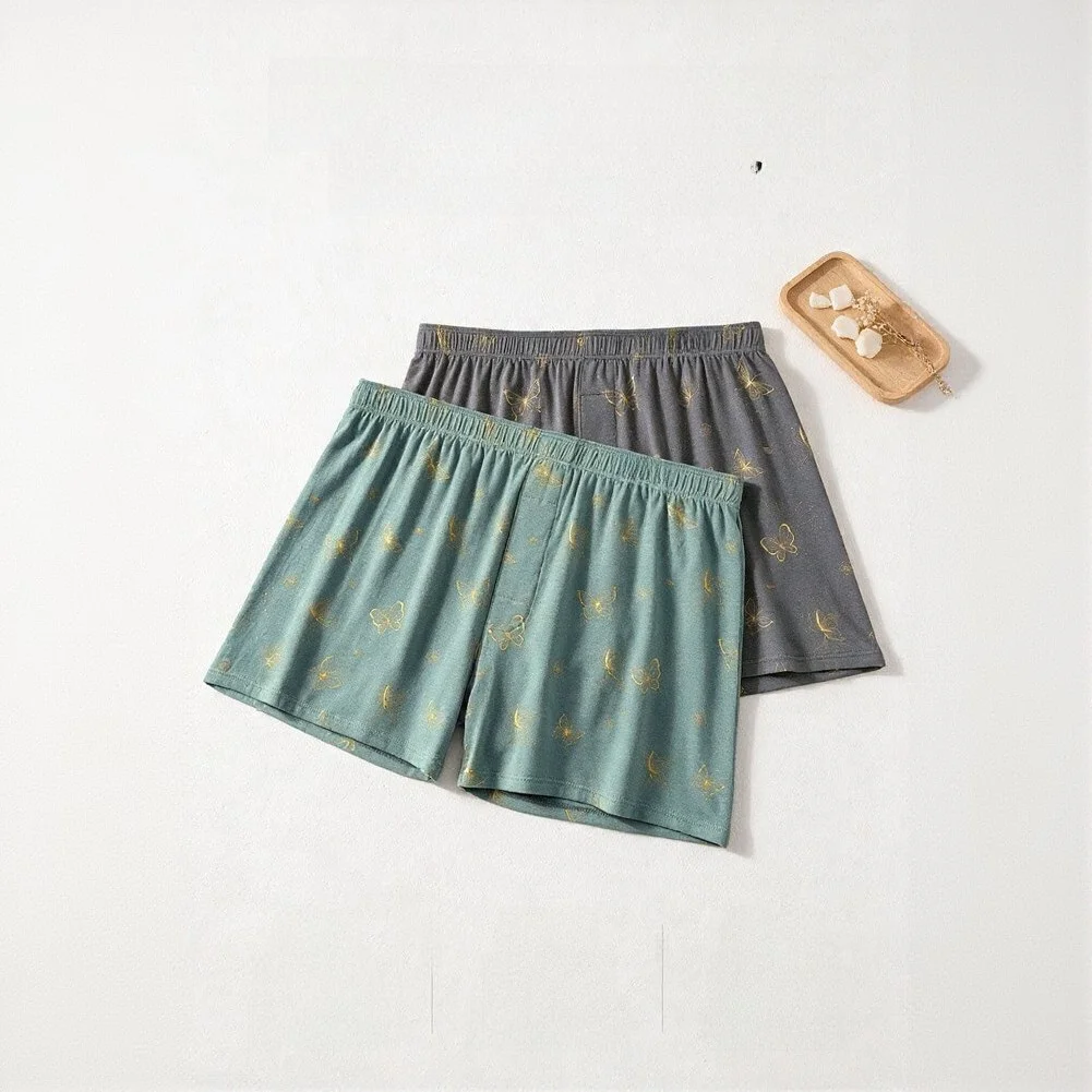 Men\\\'s Casual Butterfly Printed Trunks Flat Angle - Elastic Waist Loose Breathable Underwear for Daily Use L-4XL