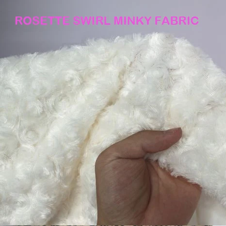 Ivory ROSE/ROSETTE SWIRL MINKY FABRIC CUDDLE VELBOA , plush fabric, rosebud fabric. patchwork fabric 150*50cm/pcs FREE SHIPPING