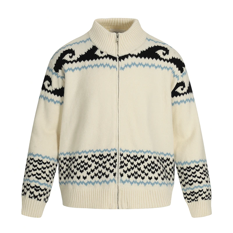 

GXFortune American Retro Couple Open Cardigan Sweater Loose Floral Knitted Outerwear for Men And Women Casual Warm Faionable