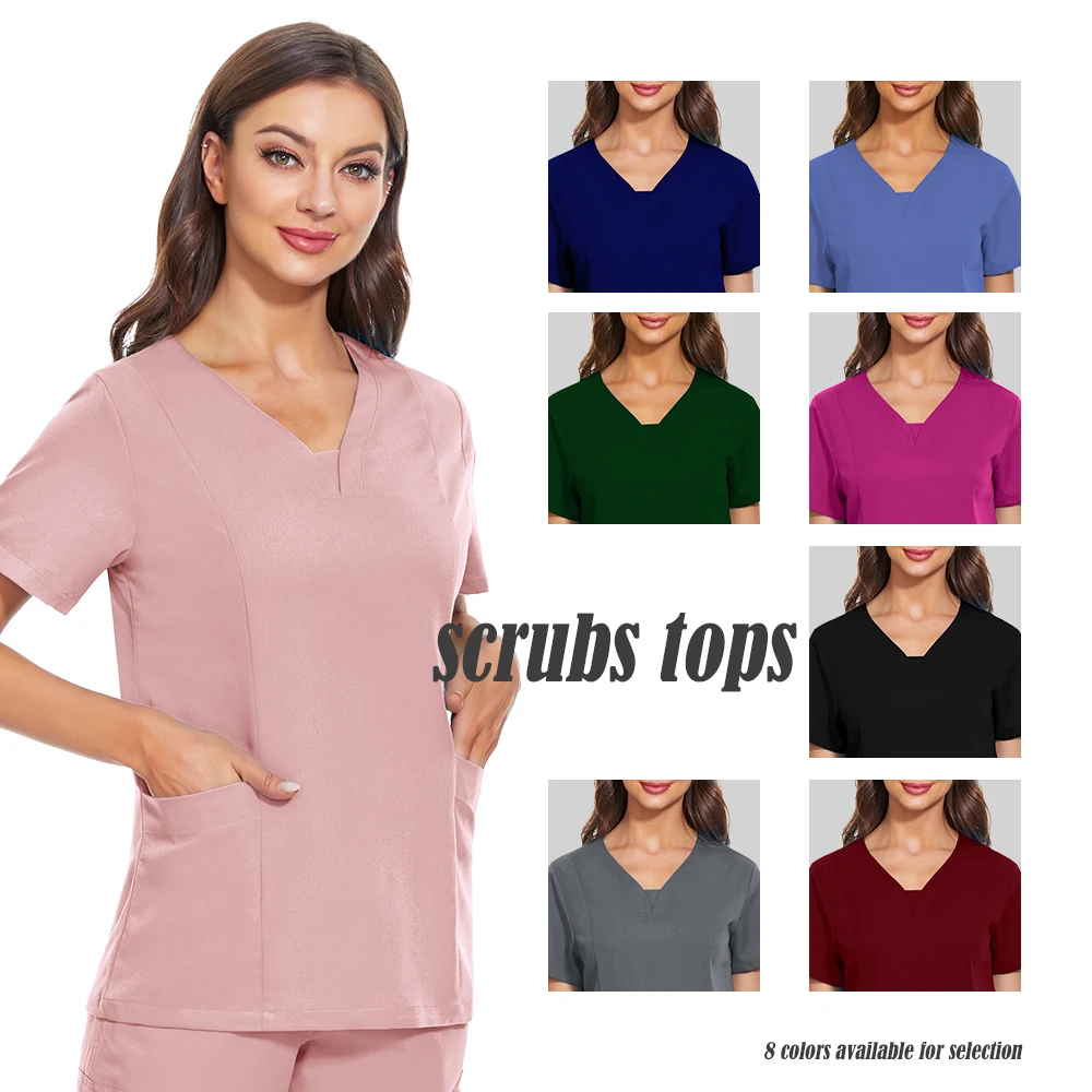 Roupas cirúrgicas respiráveis unissex, Enfermeira Scrubs Top, Roupas infantis, Acessórios Hospitalares, Top de Clínica de Enfermagem, Manga Curta, Nova Moda