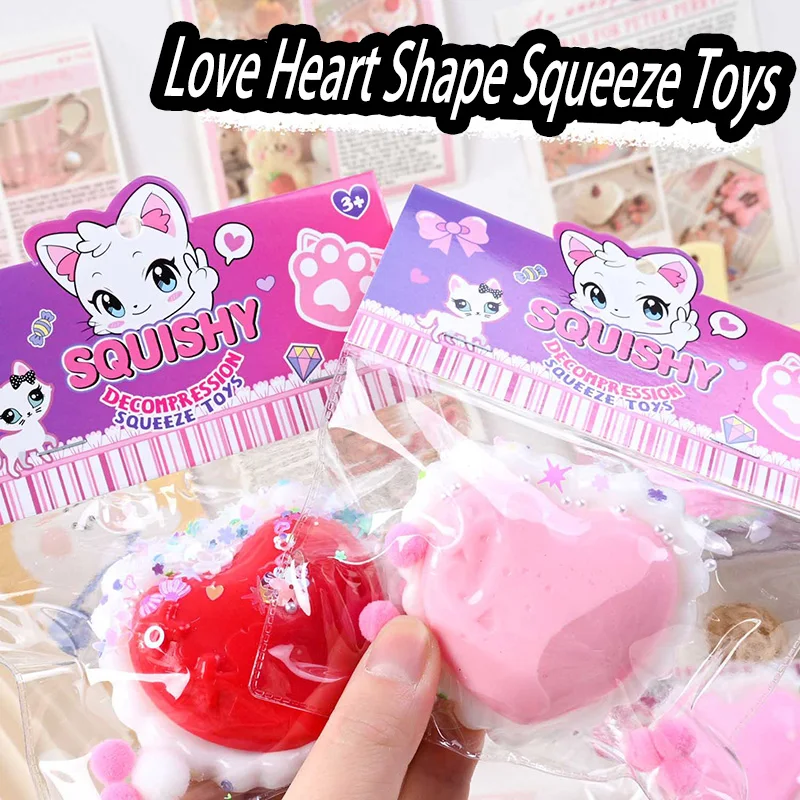 New Squish Cute Love Heart Shape Soft Stick Slow Rebound Soft Jelly Pinch Decompression Squeeze Toy Anti Stress Release Toys