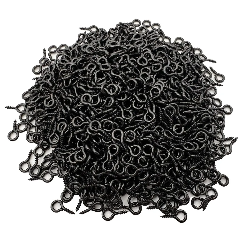 200pcs Black Tiny Small Screw Eye Pins Hooks for Jewelry Making DIY Crafts, Beading & Art Projects