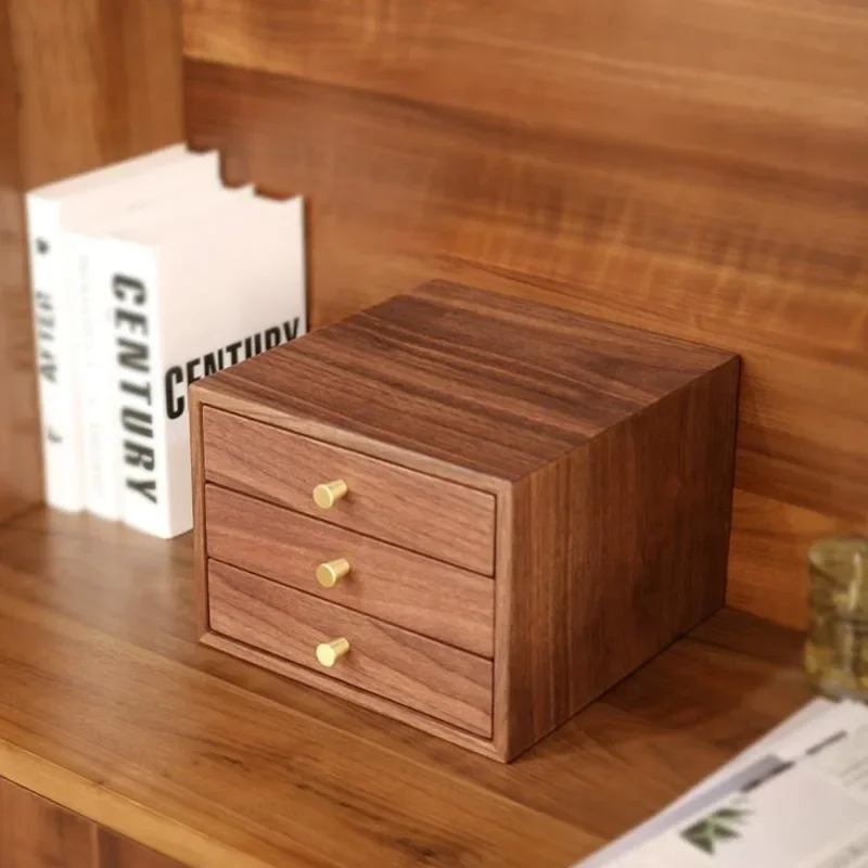 Walnut Wood Household Desktop Storage Drawer Multi-functional High-grade Jewelry Box Retro Girl Container for Cosmetics