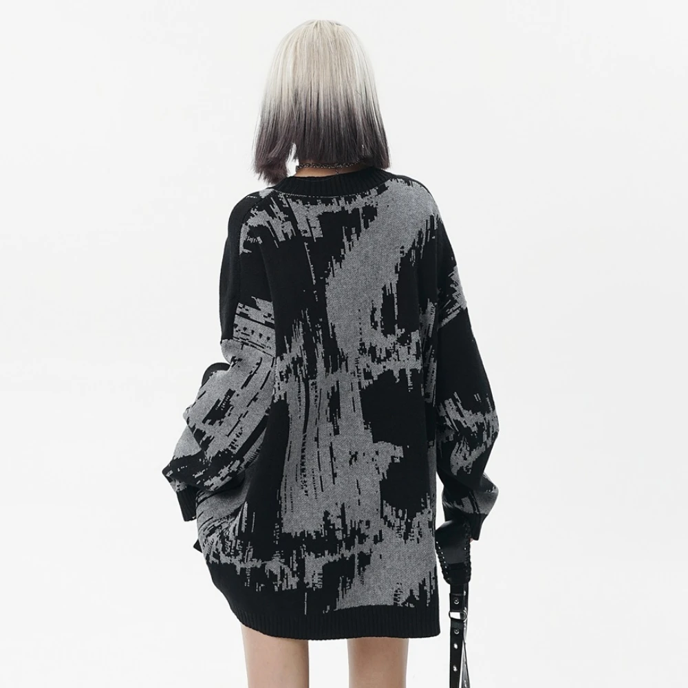 

Gothic Grunge Winter Spring Women's Knitted Oversized Long Sleeve Sweaters Aesthetic Goth Pullovers Streetwear for Women Girls