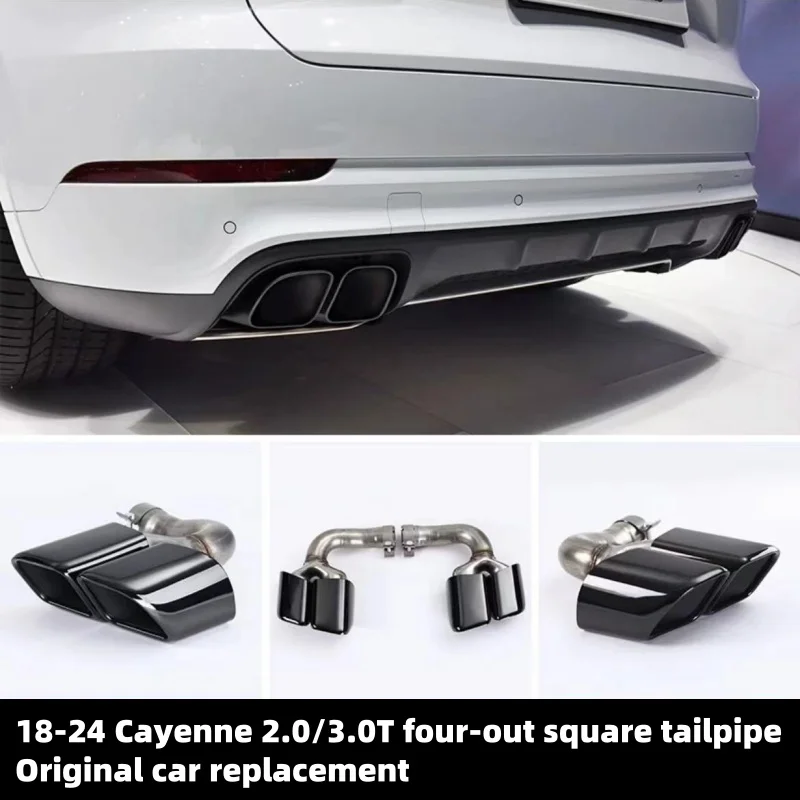 304 Stainless Steel Car Exhaust Tip For Porsche Cayenne Hybrid Petrol  2018-2024Exhaust System Pipe Muffler Tip Nozzle