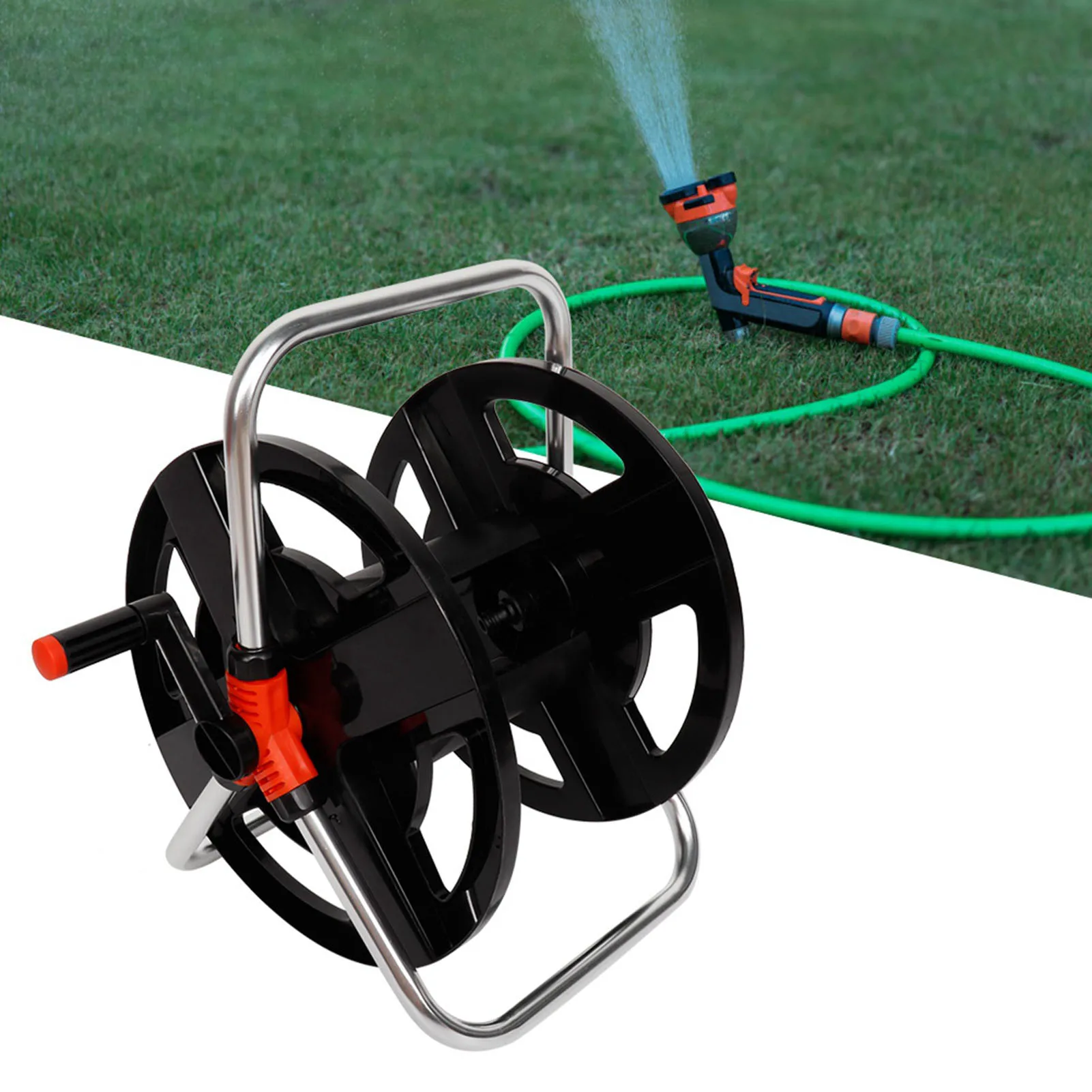 

Water Pipe Car Roll 35 Meters Water Pipe Storage Shelf Hose Reel Rope Storage Rack Garden Hose Reel