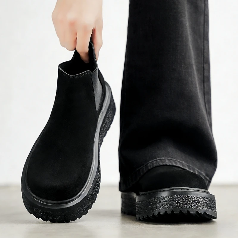 

Новые мужские ботинки челси на весну 2026 года, высокие рабочие ботинки в британском стиле, ретро, на толстой подошве, средние, короткие ботинки