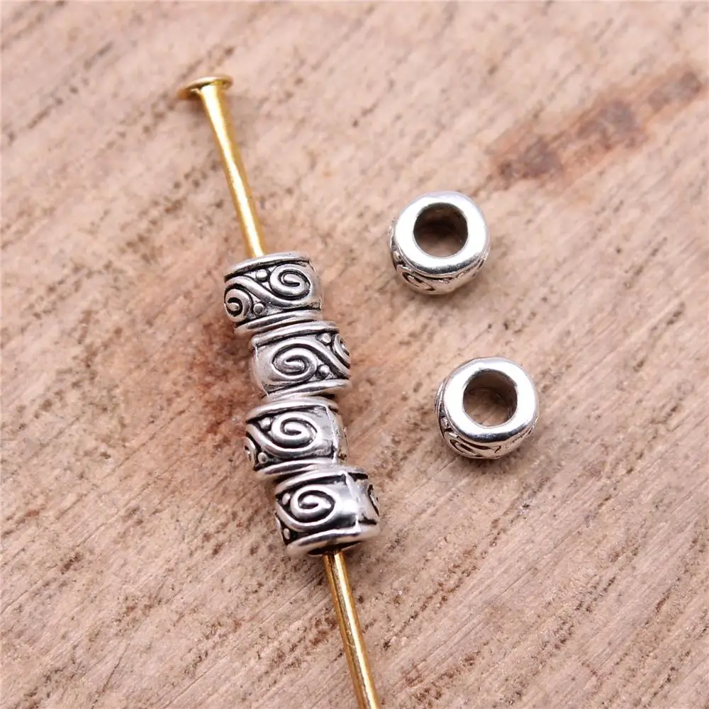 WYSIWYG 100pcs 4x4x3mm Spacer Bead Charms For Jewelry Making DIY Bracelet Making Antique Silver Color