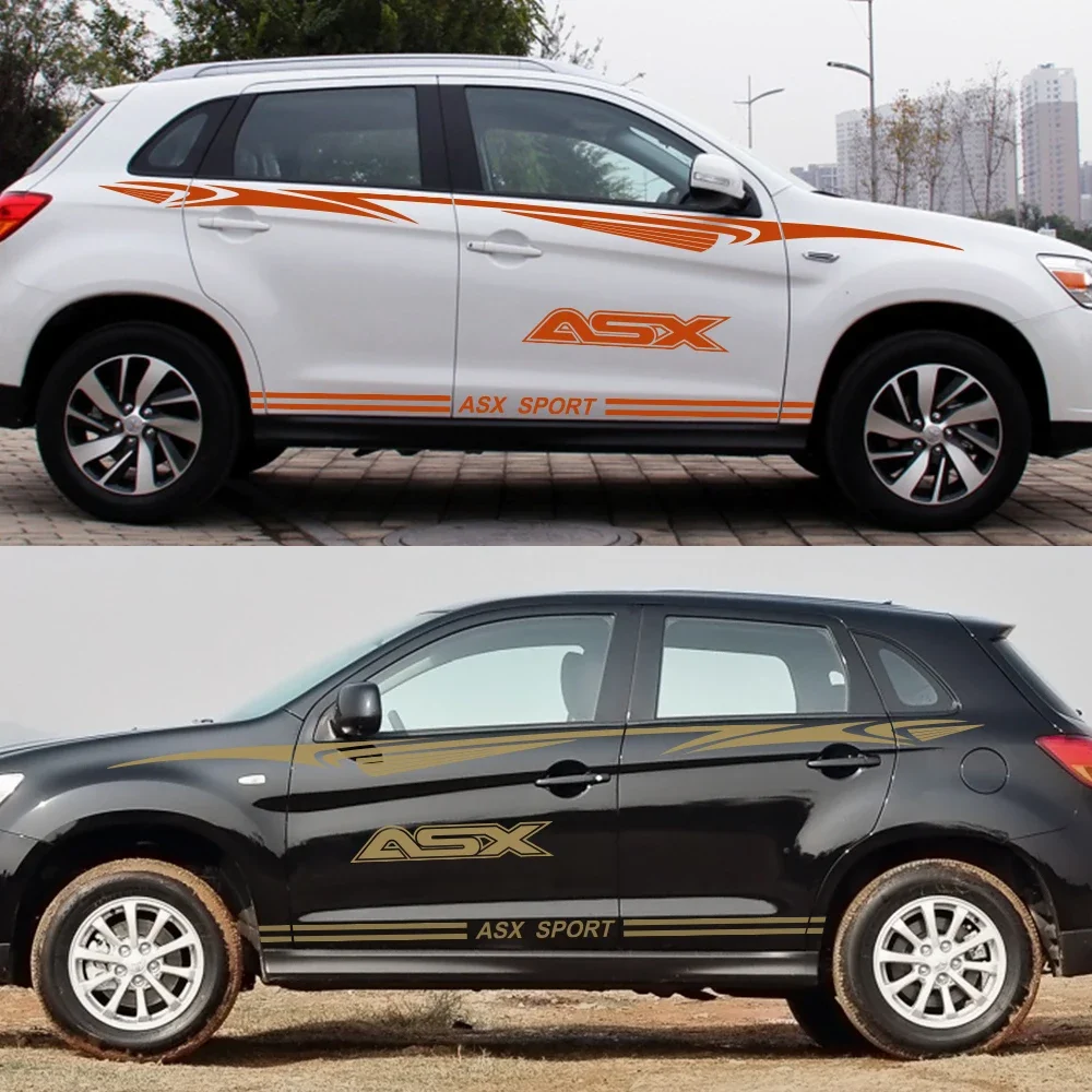 

2pcs Car Side PVC Skirts Stickers For Mitsubishi ASX Tuning Accessories Auto Decoration DIY Styling Vinyl Film Long Decals