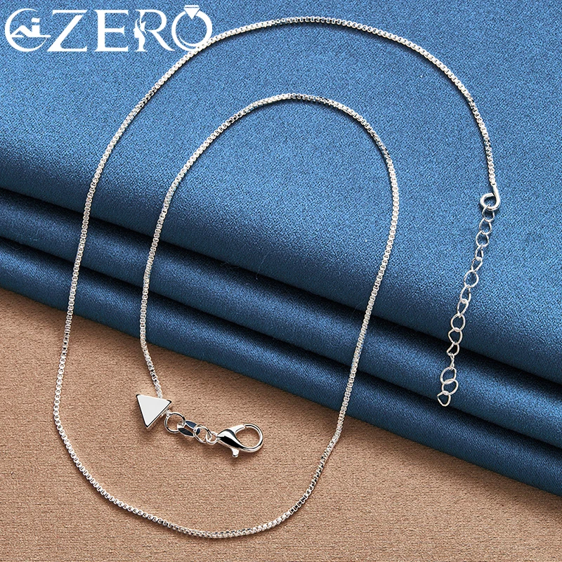 ALIZERO 925 Sterling Silver 18 Inch Box Chain Small Triangle Pendant Necklace For Women Men Wedding Party Fashion Charms Jewelry