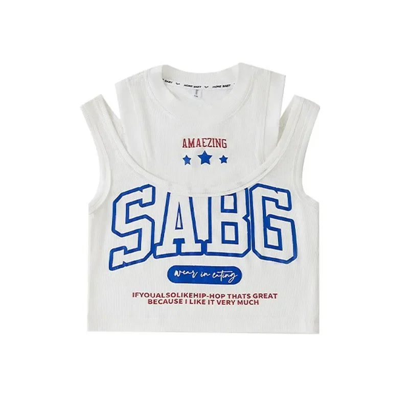 Kid Hip Hop Clothing White Double Shoulder Crop Tank Top Wine Red Casual Jogger Cargo Pants for Girl Jazz Dance Costumes Clothes