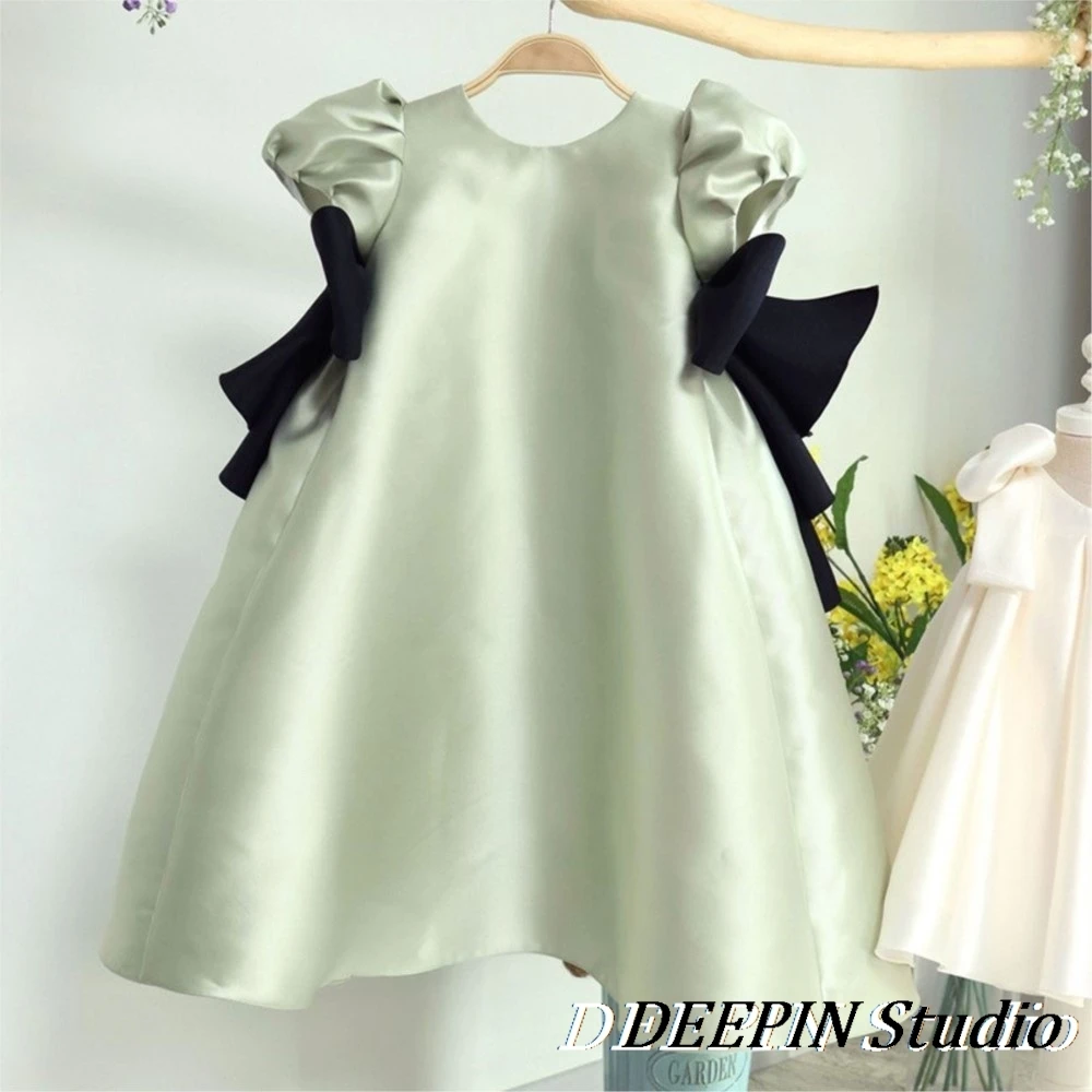 2024 New Eid al-Fitr Girl's Dress Princess Dress Summer New Satin Bow Designer handmade styles Children's Birthday Party Dresses