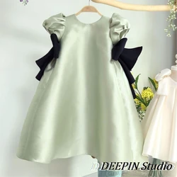 2024 New Eid al-Fitr Girl's Dress Princess Dress Summer New Satin Bow Designer handmade styles Children's Birthday Party Dresses