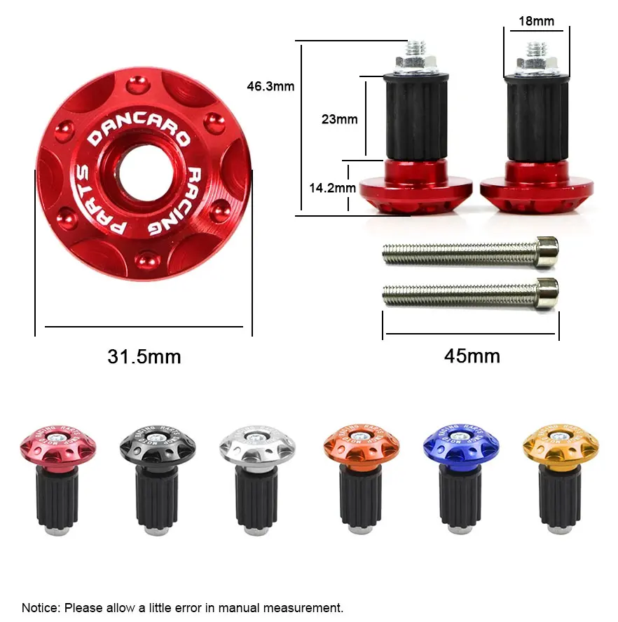 8 Color Motorcycle Handle Bar Ends Plug Grips Handlebar Plug Caps Slider Motor Bike for Honda Yamaha KTM Dirt Bike Accessories