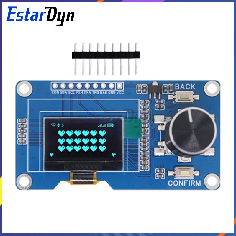 Estardyn Módulo OLED de 0,96 polegadas Branco/Azul/Amarelo Botão Azul EC11 Codificador Rotativo Interface IIC Tela LCD