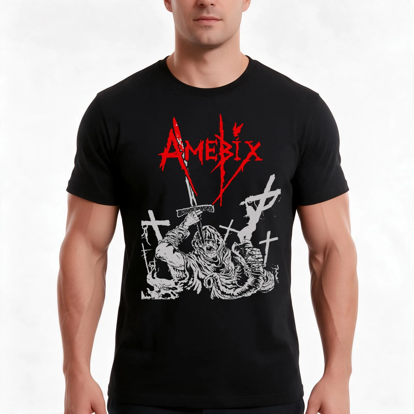 Amebix T-Shirt, Summer Casual Cotton Tee, Oversized Streetwear Tops, Vintage Graphic Print, Loose Fit Short Sleeve, 100% Cotton