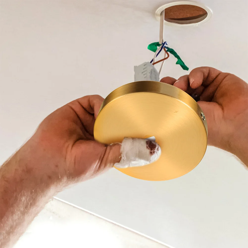 

2 Pcs Brass Pendant Canopy Kit Chandelier Mounting Plate Ceiling Light Cover Golden Lamp Base For Living Room Bedroom Wall