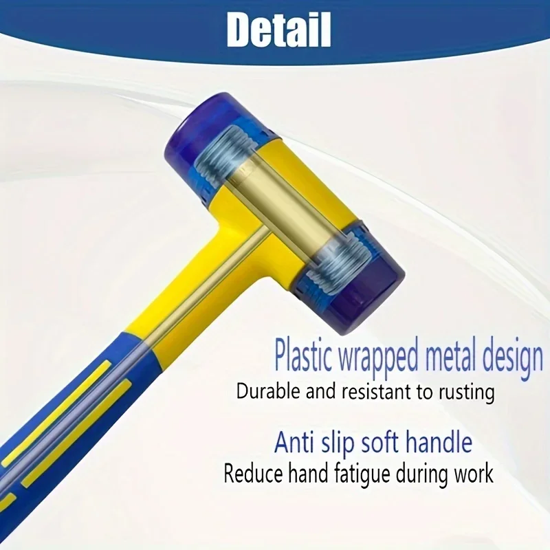 Professional Double-Head Jewelry Making Hammer with Detachable Heads, Anti-Slip Insulated Rubber Handle for Precise Repair
