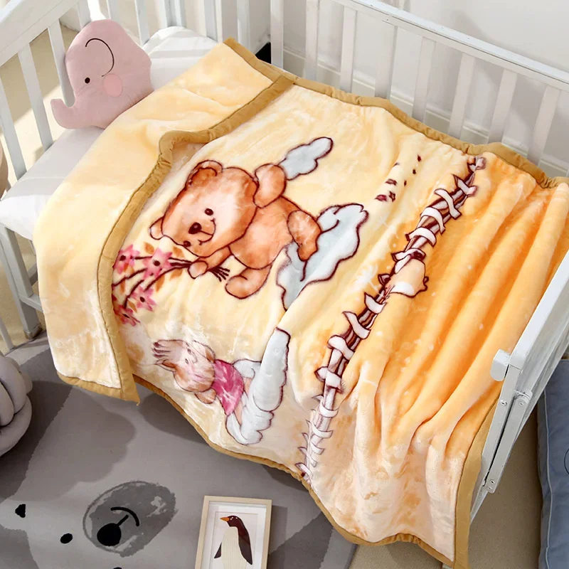 Manta de Felpa Suave de 105*135cm con Diseño de Dibujos Animados para Niños, Gruesa y Cálida para Invierno, Cobija para Bebés