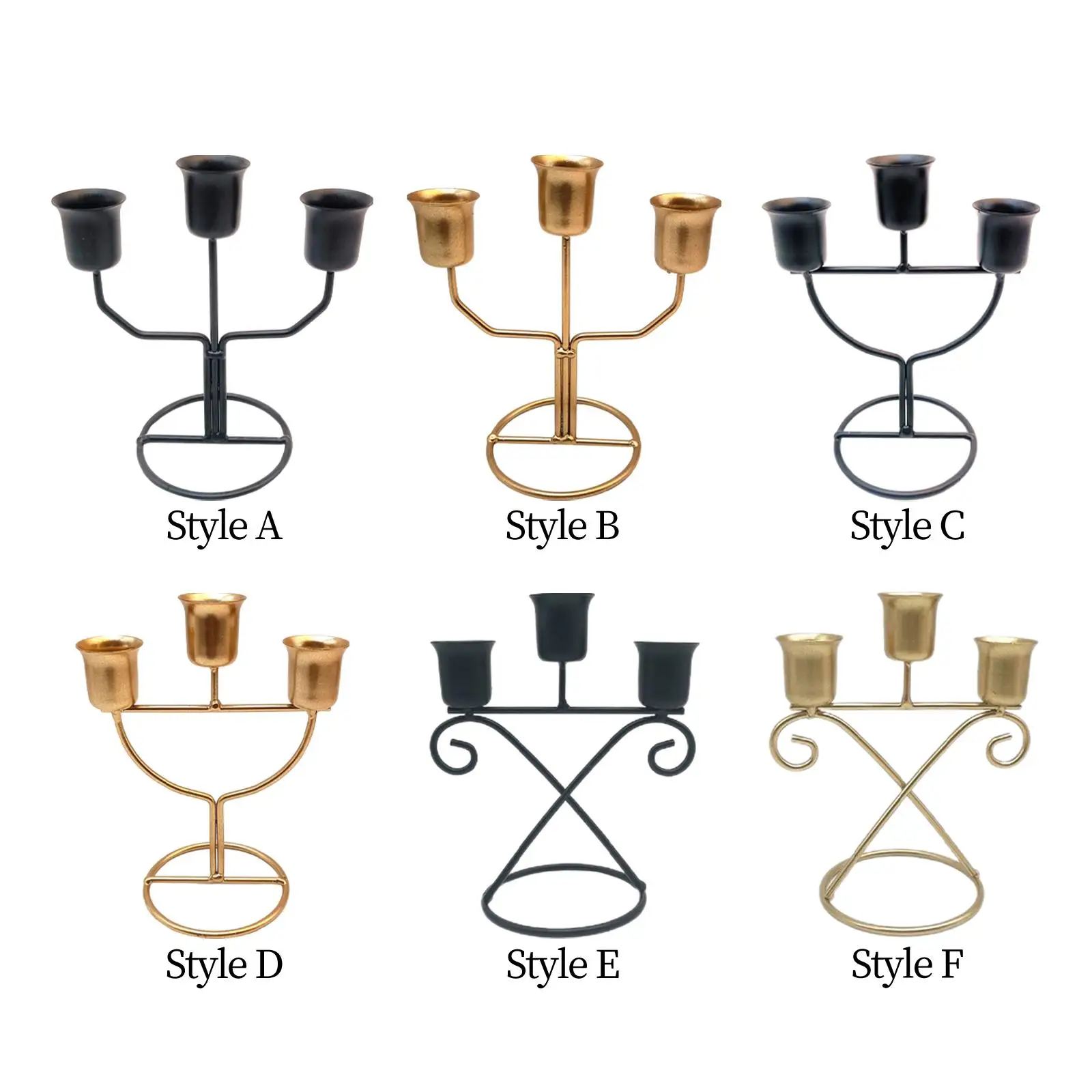 3 Arms Candle Holder Decorative Candle Stand Metal Candelabra Candlelight Stand Candle Stick Holder for Wedding Holiday Decor