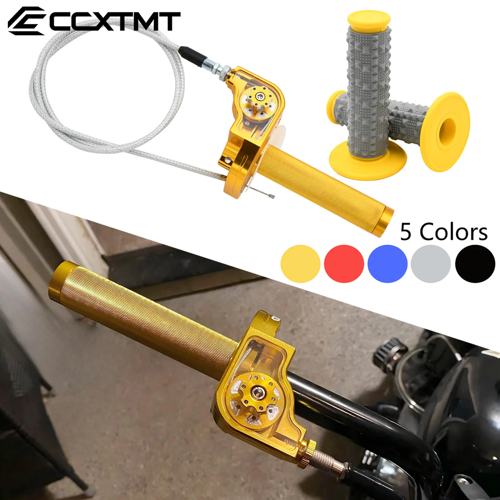 For Honda Yamaha Suzuki KTM Kawasaki Universal 22mm M10*1.5 Adjustable Handle Grips Throttle Cable CNC Quick Turn Throttle Grips