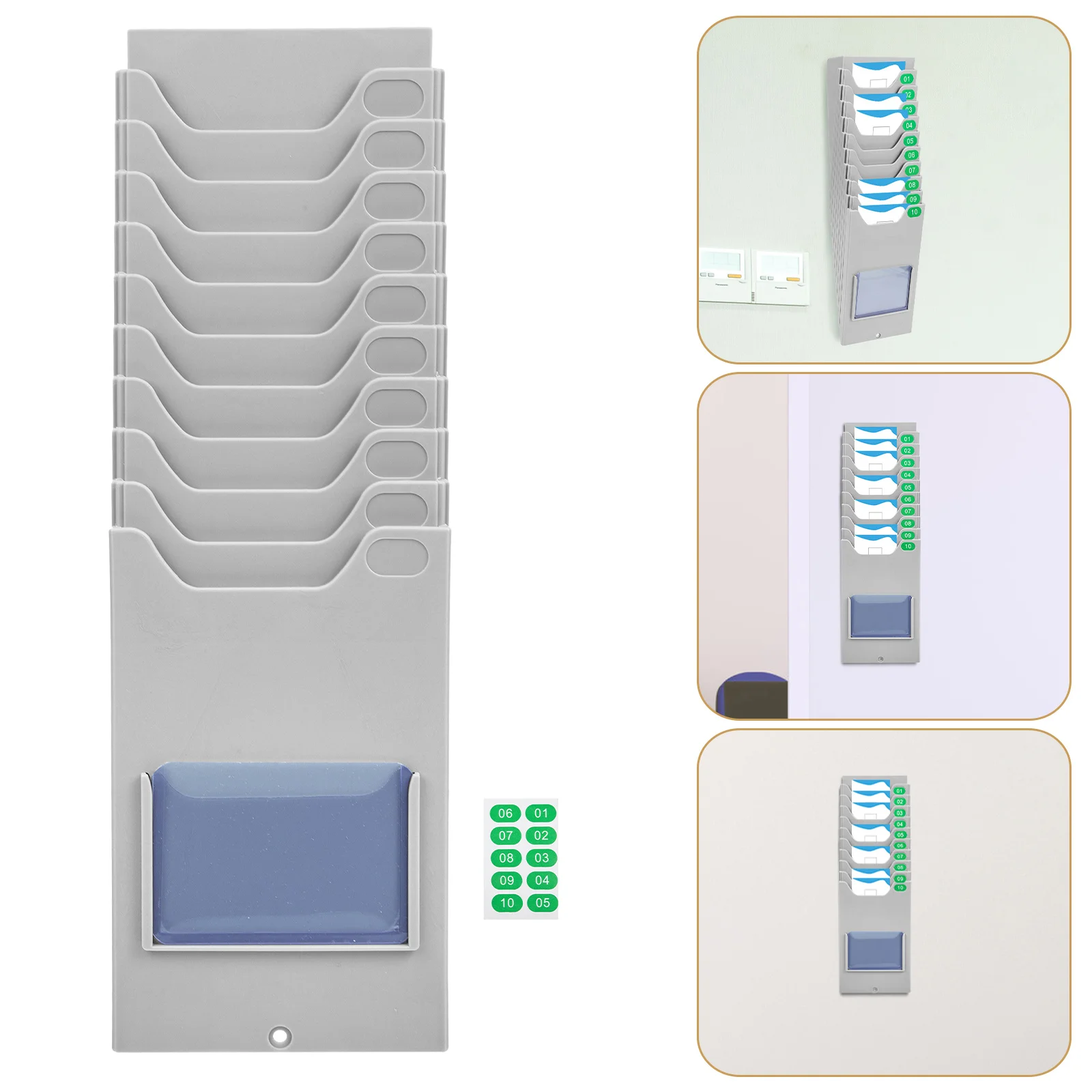 

Plastic Material Document Holder Wall-Mounted Attendance Cards Multi-Grid Storage Organizer For Warehouse Factory Office Time